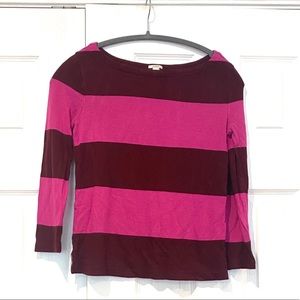 J.Crew Pink Womens Striped 3/4 sleeve top